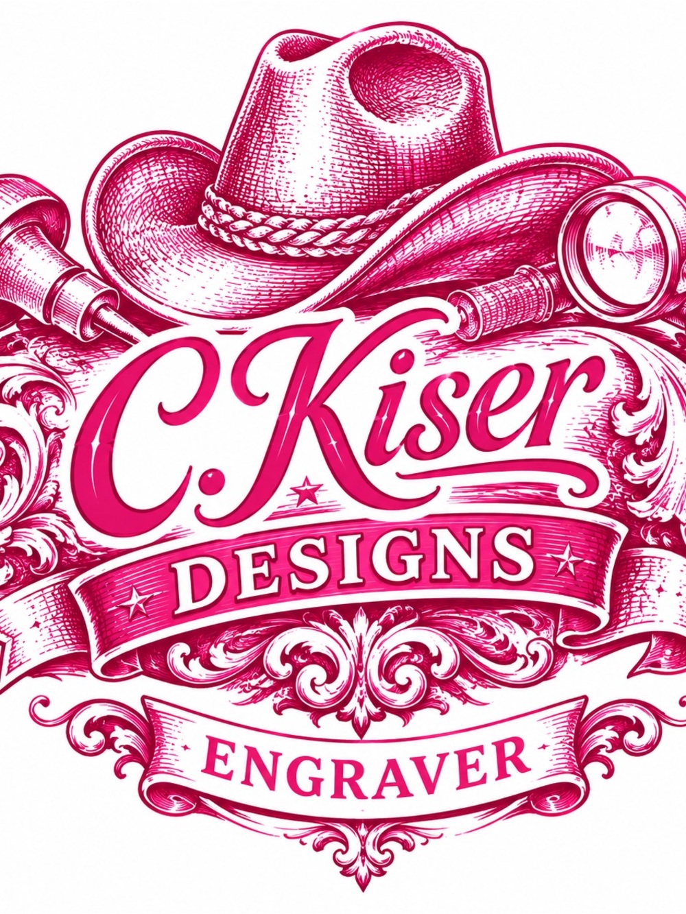 C. Kiser Designs Engraver Logo Art Print - Hot Pink